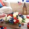 Patriotic Hydrangeas Wreaths for Front Door with Lights,Red White Blue Summer Artificial Floral Memorial Day Wreath with Eucalyptus Leaves Butterfly for 4th of July 18''